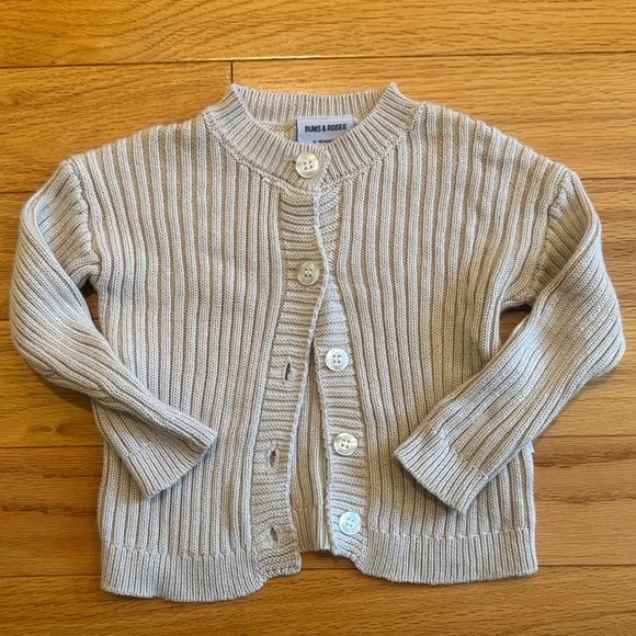 Bums & Roses Ribbed Knit Cardigan - Picture 1 of 3